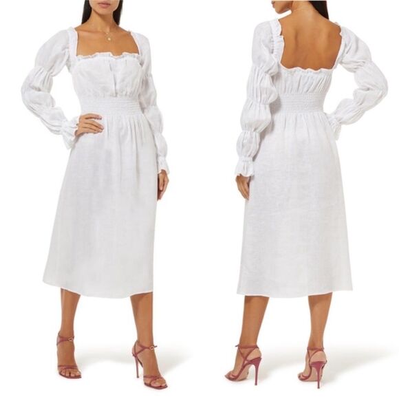 SLEEPER Michelin Linen Off-Shoulder Dress NWT M $320 - Picture 6 of 11